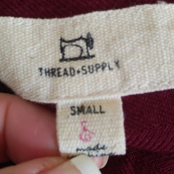 Thread + Supply long line button up thin flannel red/black buffalo check top S - Picture 6 of 7